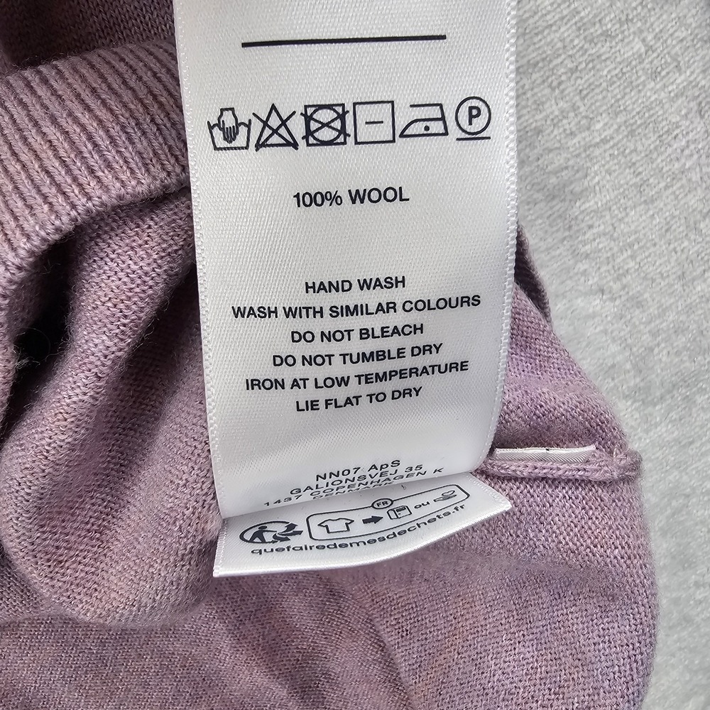 NN07 Sweater Mens L 100% Merino Wool Crewneck Knit Pullover Lilac Lavender - Picture 7 of 8
